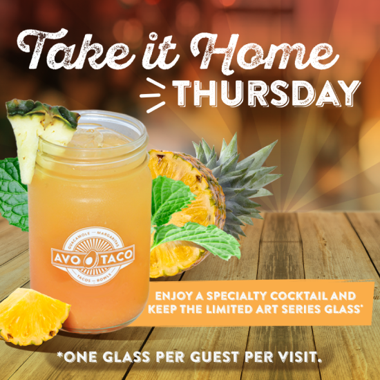 Take it Home Thursday: Enjoy a Specialty Cocktail and Keep the Limited Art Series Glass (One Glass per Guest per Visit).